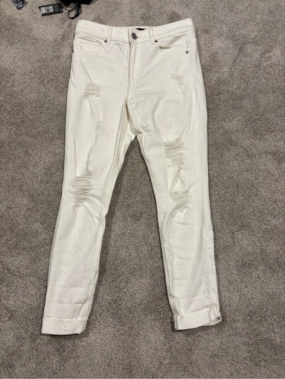 Express White Distressed Ankle Jeans